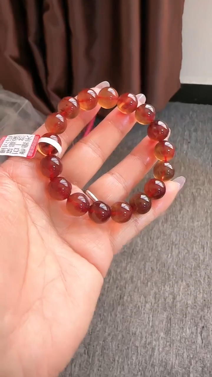 【闪购商品】琥珀手链未镶嵌规格11血紫红蜜手串#23
