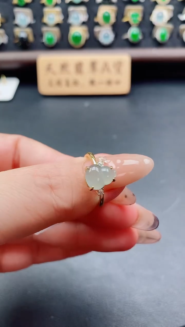 银S925镶嵌戒指翡翠1