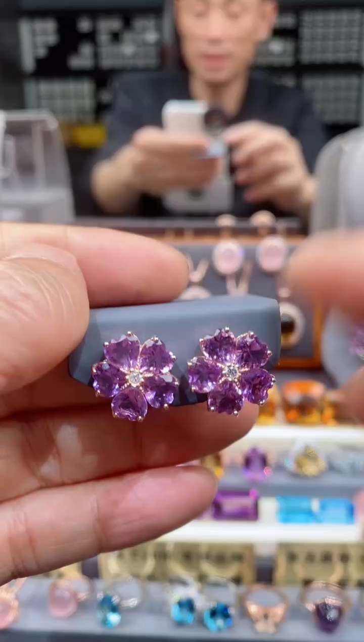 【闪购商品】紫晶吊坠银S925镶嵌紫晶耳钉