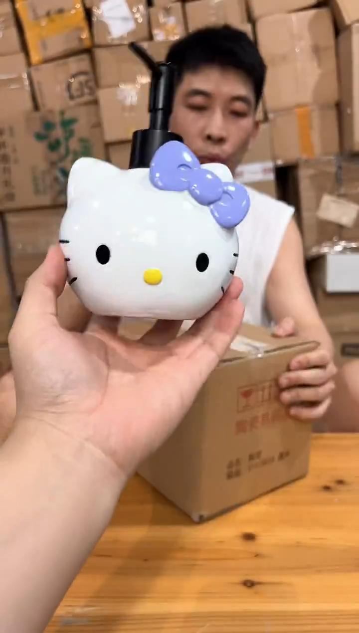 瓷片紫色kt猫头按压瓶