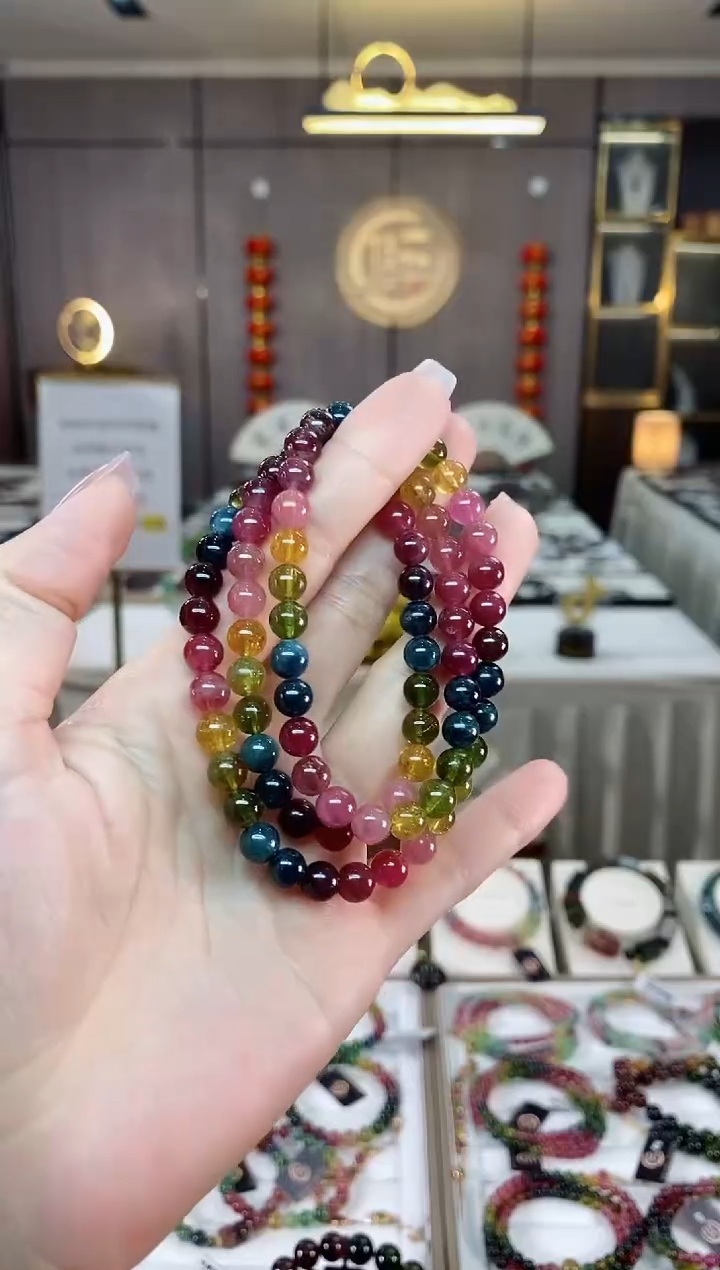 【闪购商品】碧玺三圈手串6mm+未镶嵌（多样性发一条）hon