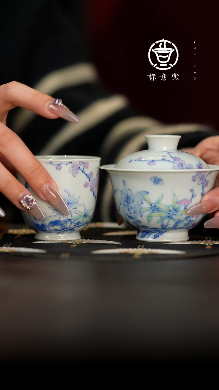 【闪购商品】禄意窑青花斗彩四君子套组