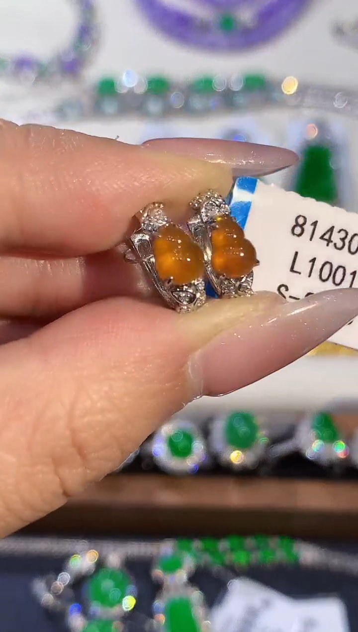 18K金镶嵌翡翠耳饰L1001多样性发其一