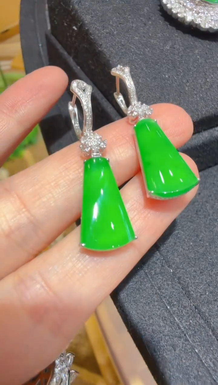 18K金镶嵌翡翠耳饰多样性团购发一件