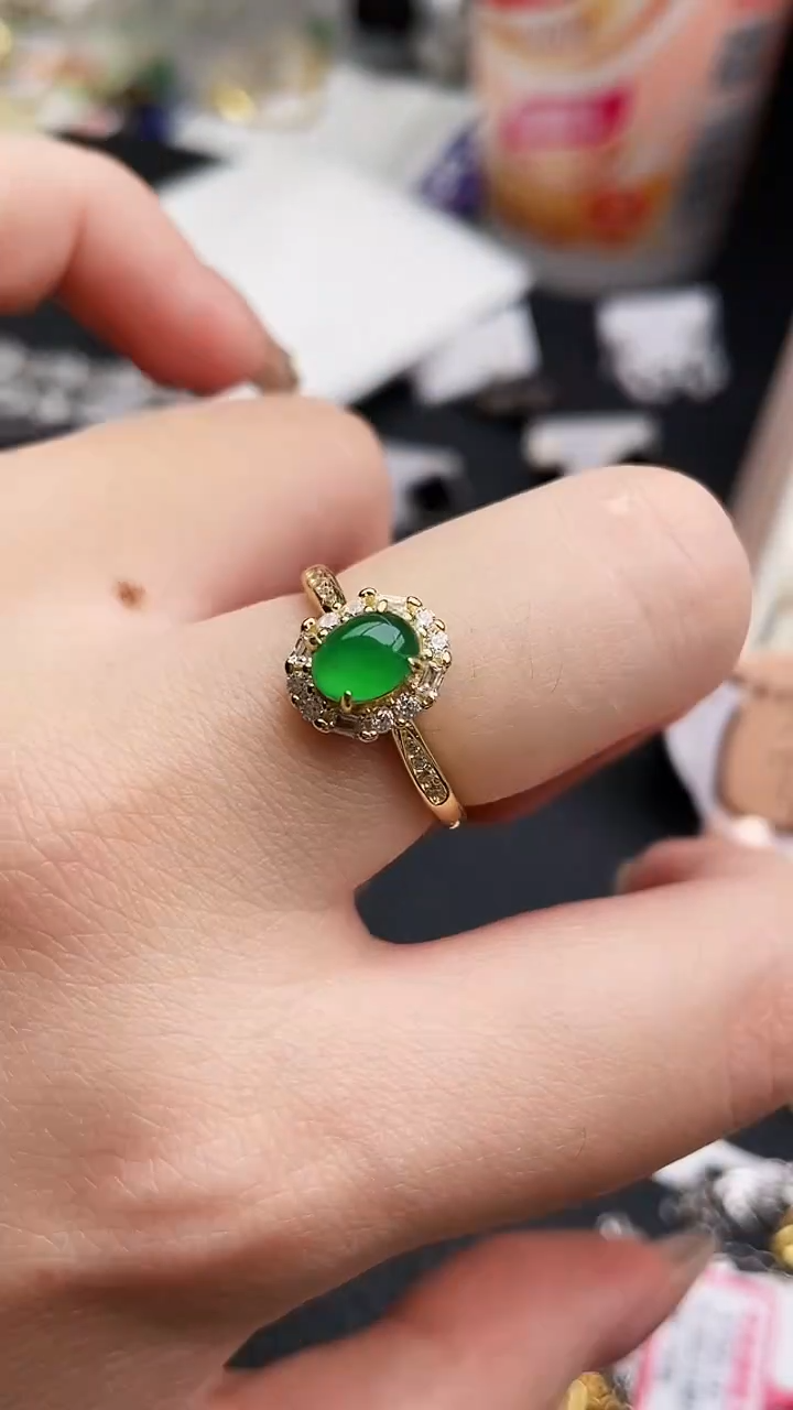 银S925镶嵌戒指翡翠113