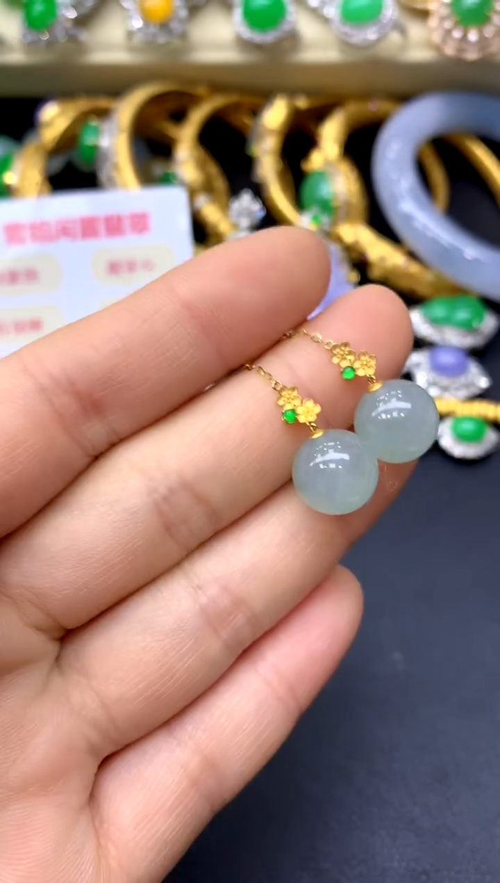 18K金镶嵌翡翠耳饰294-中国好珍宝