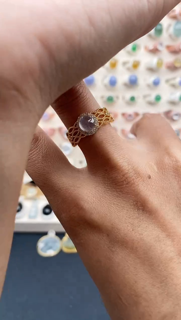 【闪购商品】翡翠戒指银S925镶嵌缅甸天然A货翡翠333  4+9