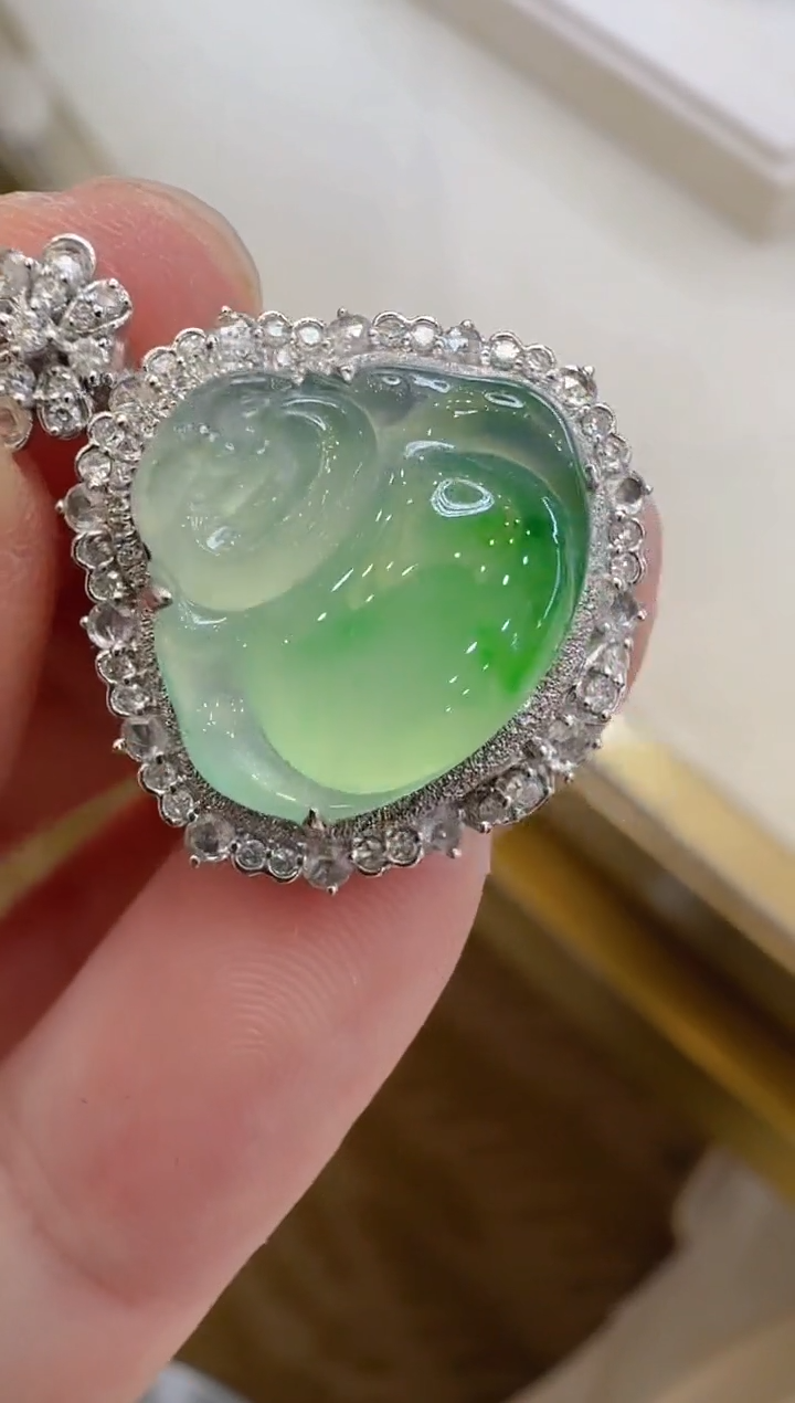 翡翠18K金镶嵌吊坠(不含链)多样性团购发一件