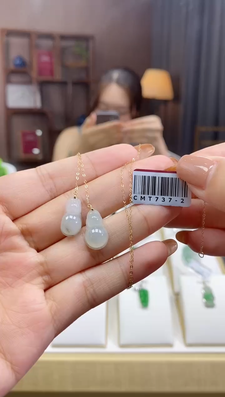 翡翠18K金镶嵌吊坠(赠链)葫芦多样性发其一@@CMT737-2