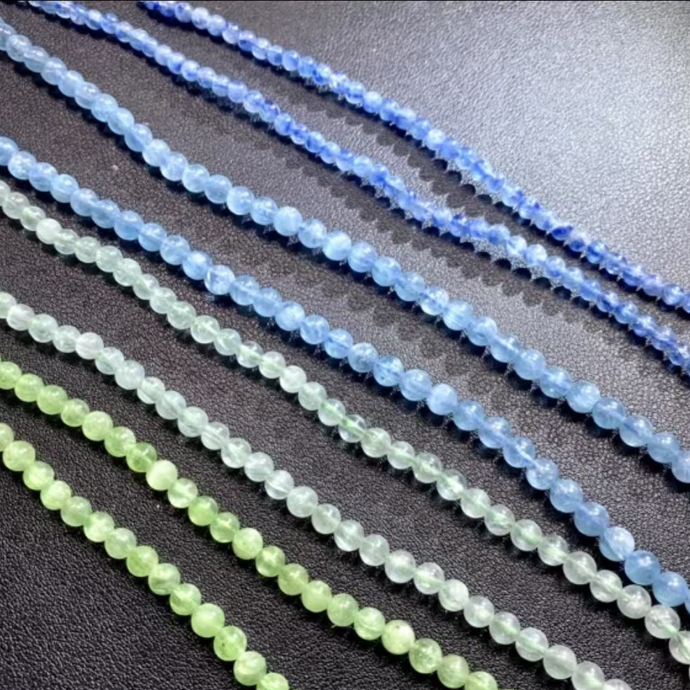 10透体蓝绿晶多圈手串（多样性发一）   天然杂裂矿点，完美主义慎