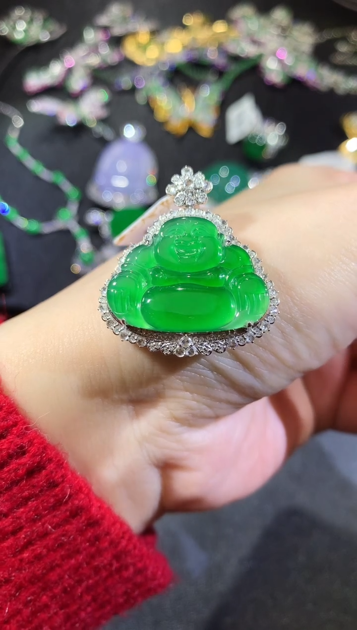 【闪购商品】翡翠吊坠(不含链)18K金镶嵌48-佛公