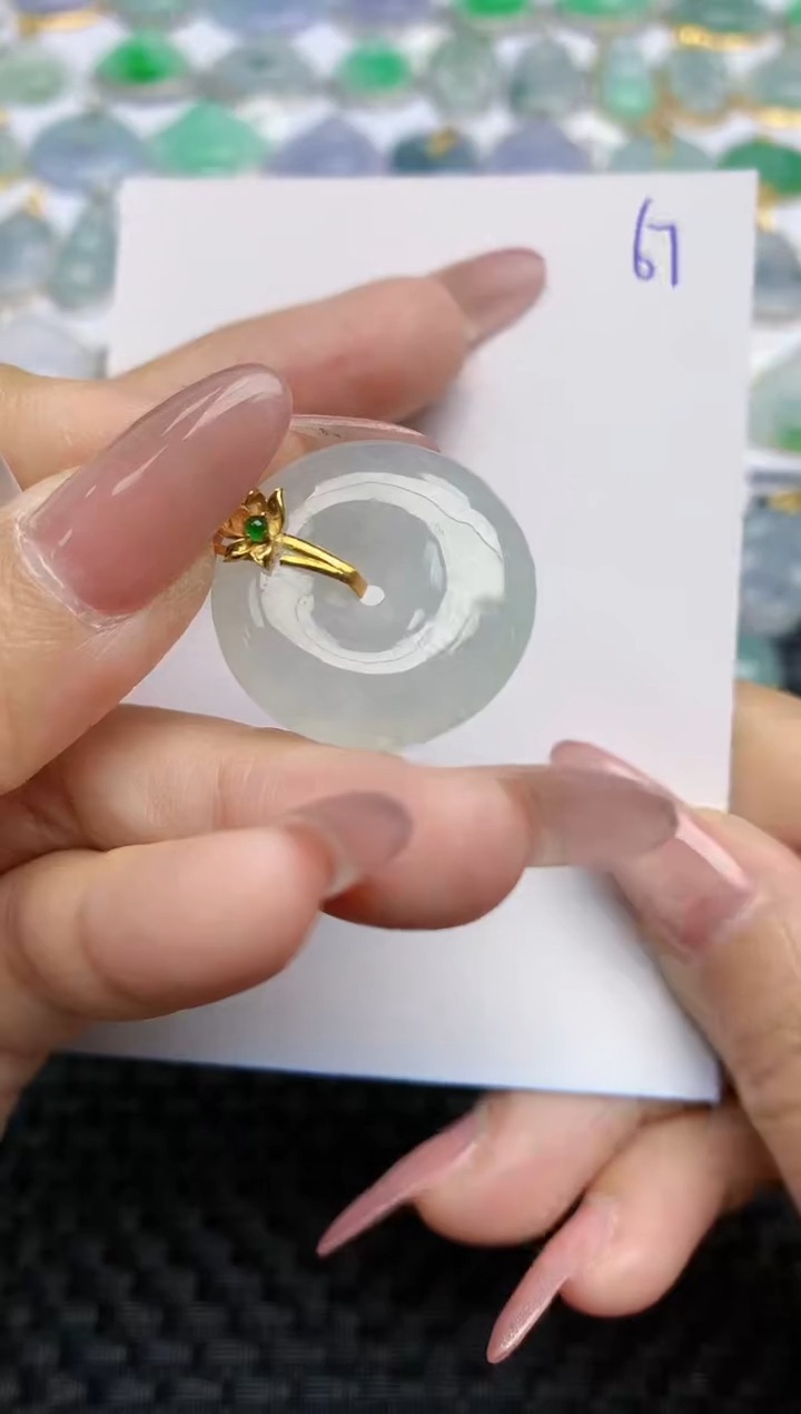 【闪购商品】翡翠颈饰18K金镶嵌天然A货翡翠 67