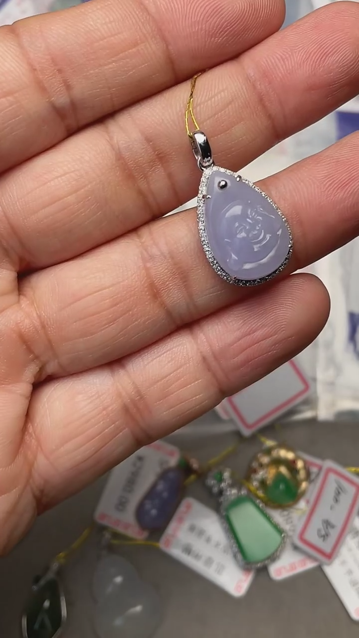【闪购商品】翡翠吊坠(不含链)18K金镶嵌天然缅甸翡翠A货(不含链)