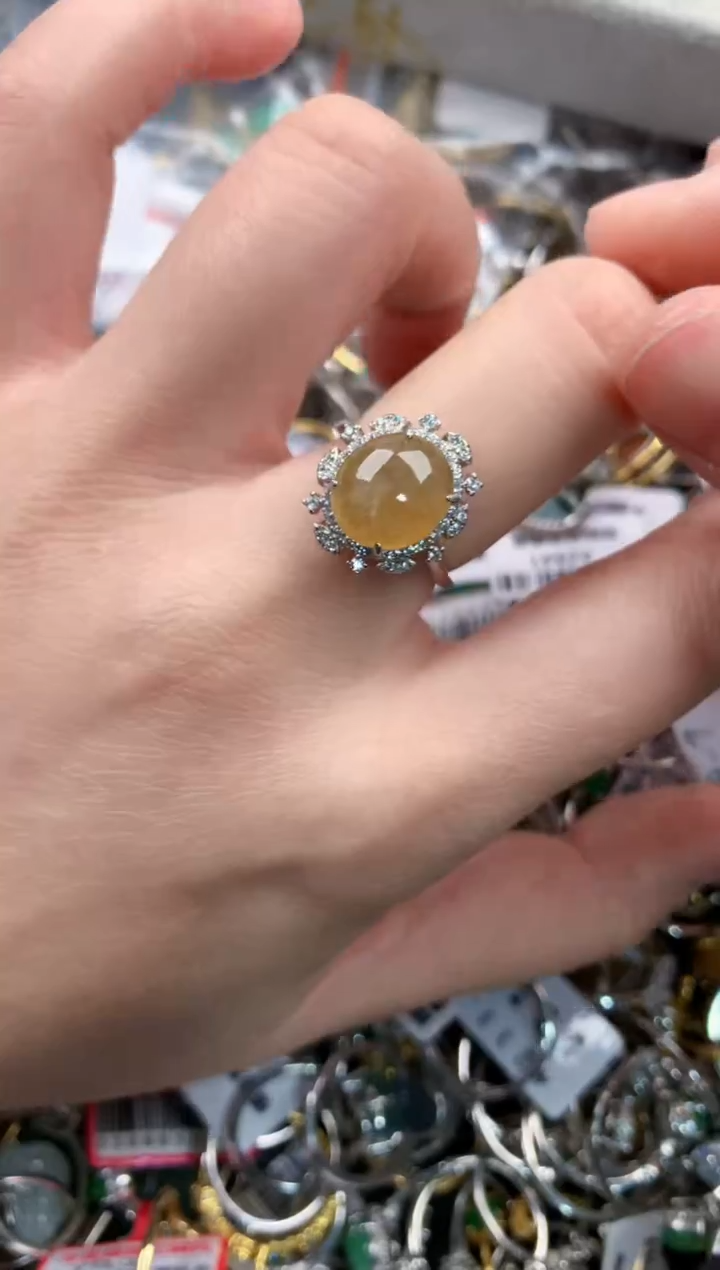 银S925镶嵌戒指翡翠444   8