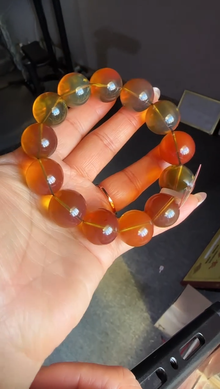 手串琥珀未镶嵌#50缅甸琥珀手串18mm
