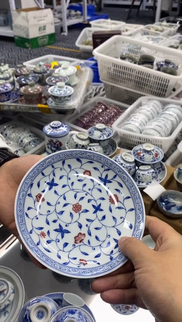 摆件陶景德陶瓷茶具壶承直径15
