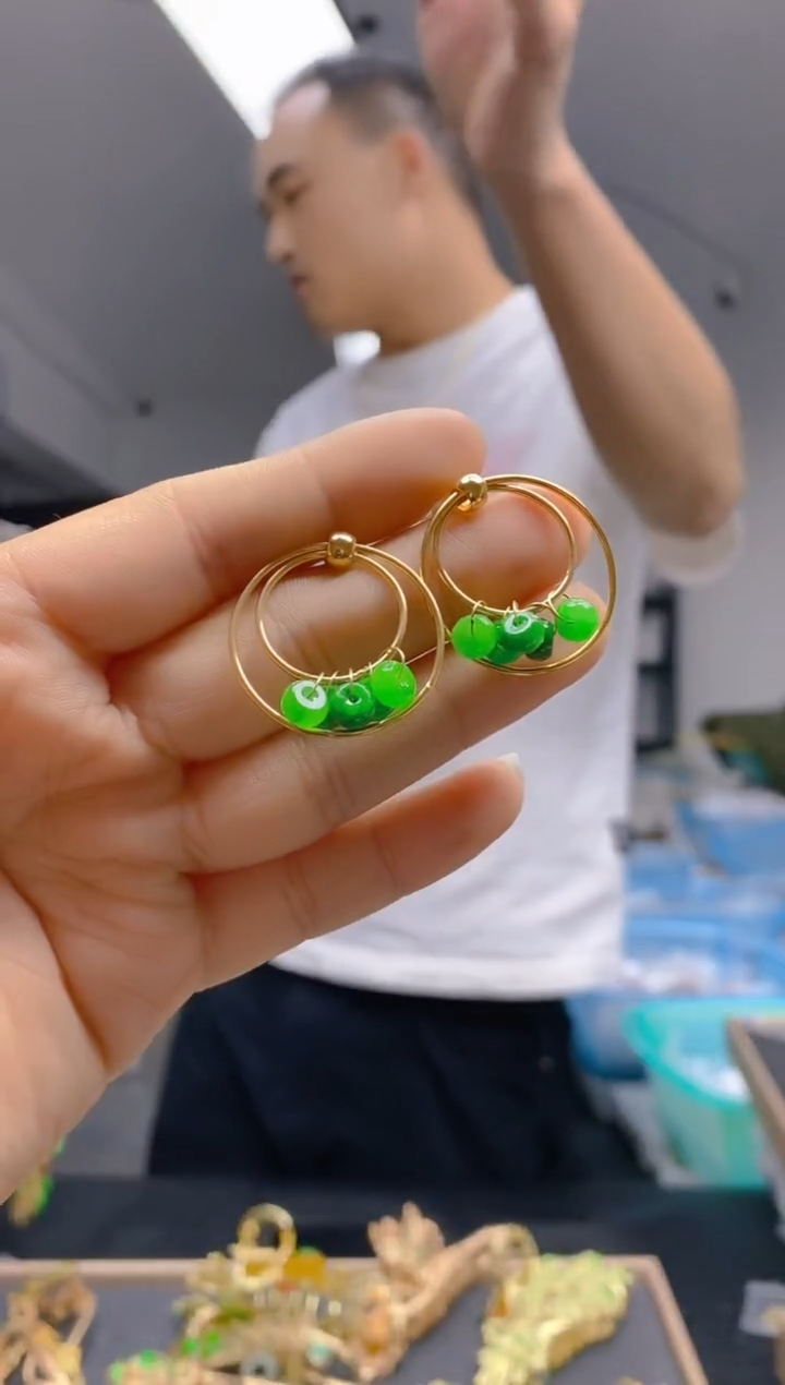 【闪购商品】翡翠耳饰合金421翡翠耳钉