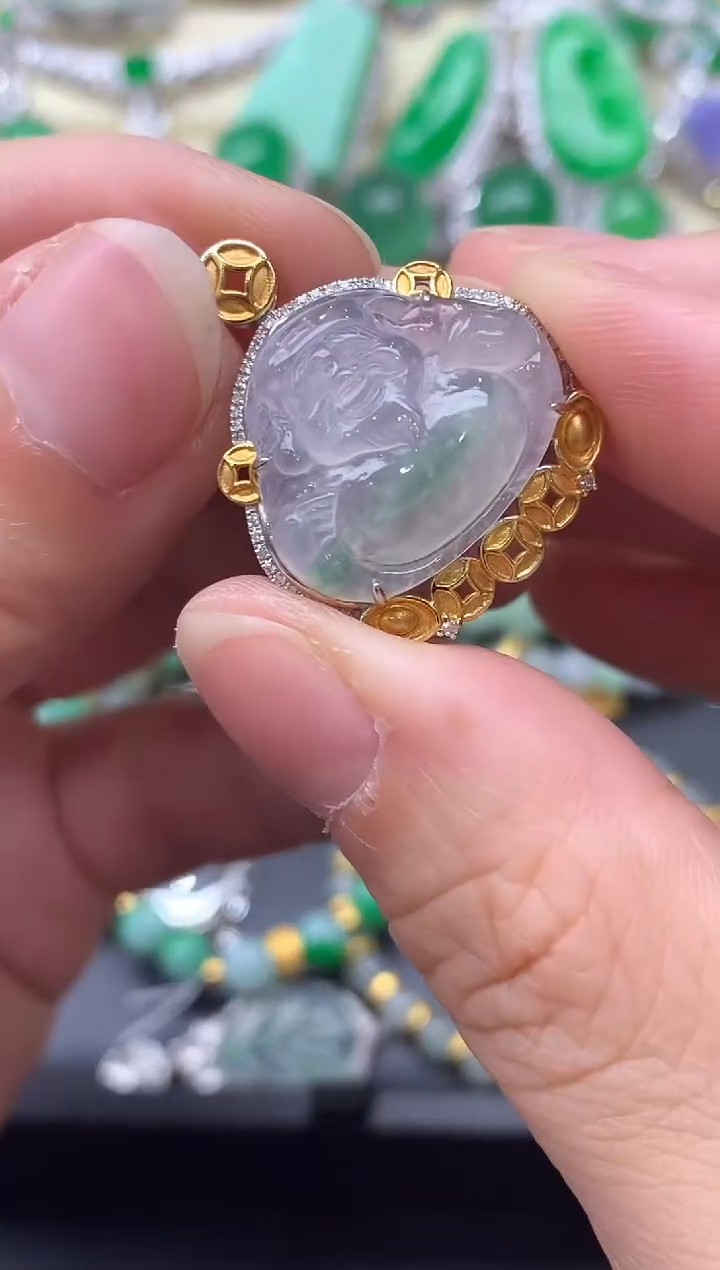 颈饰18K金镶嵌翡翠532-中国好珍宝