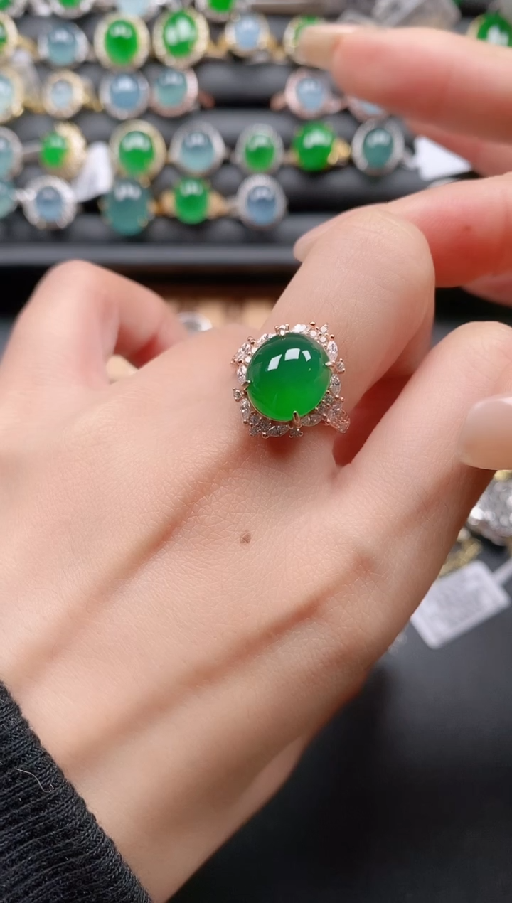 银S925镶嵌戒指翡翠1111111