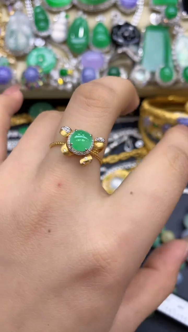 18K金镶嵌戒指翡翠203-中国好珍宝