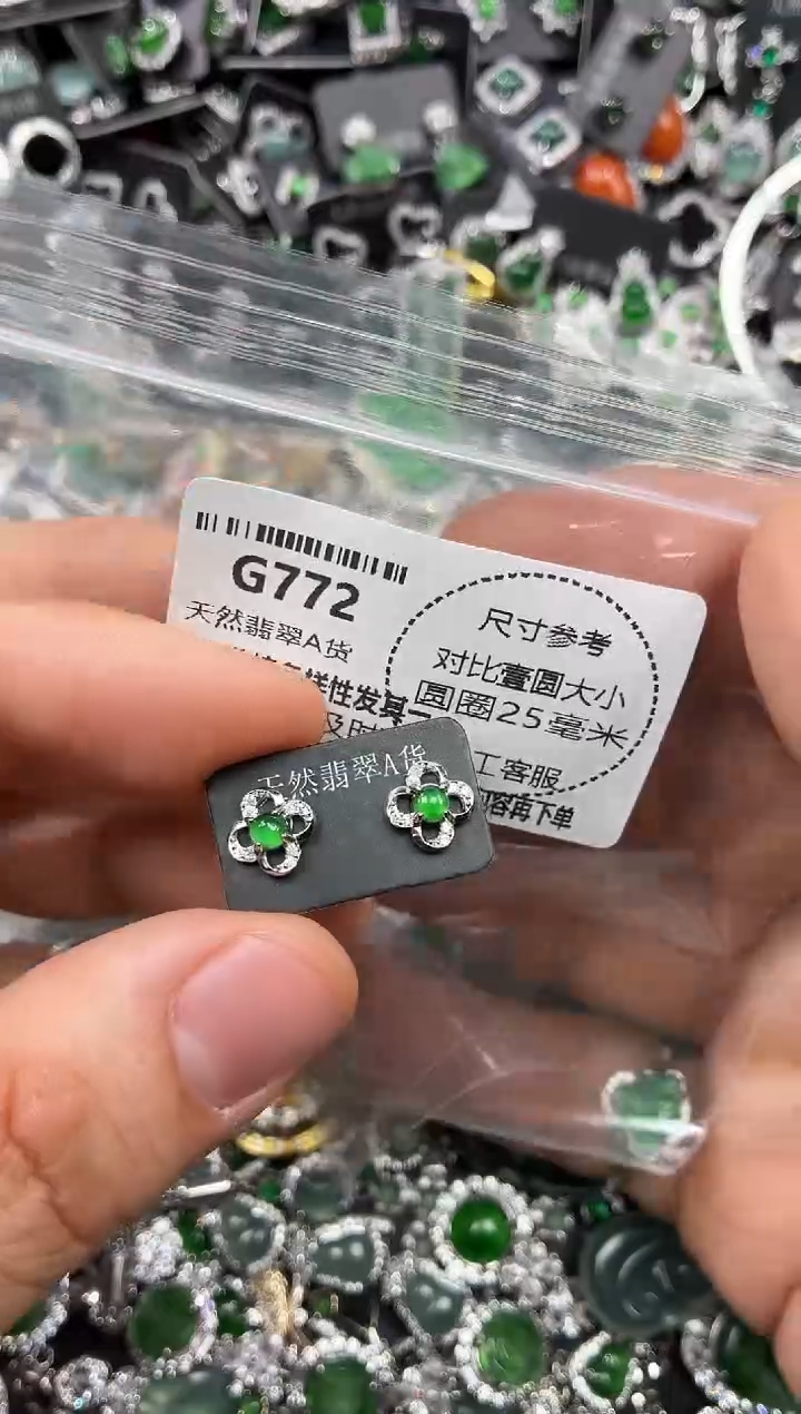 颈饰未镶嵌翡翠G772耳钉
