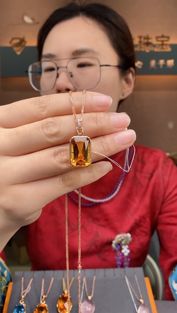 【闪购商品】黄晶吊坠18K金镶嵌黄晶吊坠（不含链）