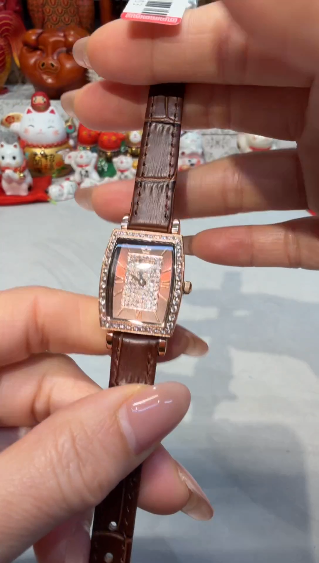 石英机芯钢牛剖层皮革D4526   女表咖啡色