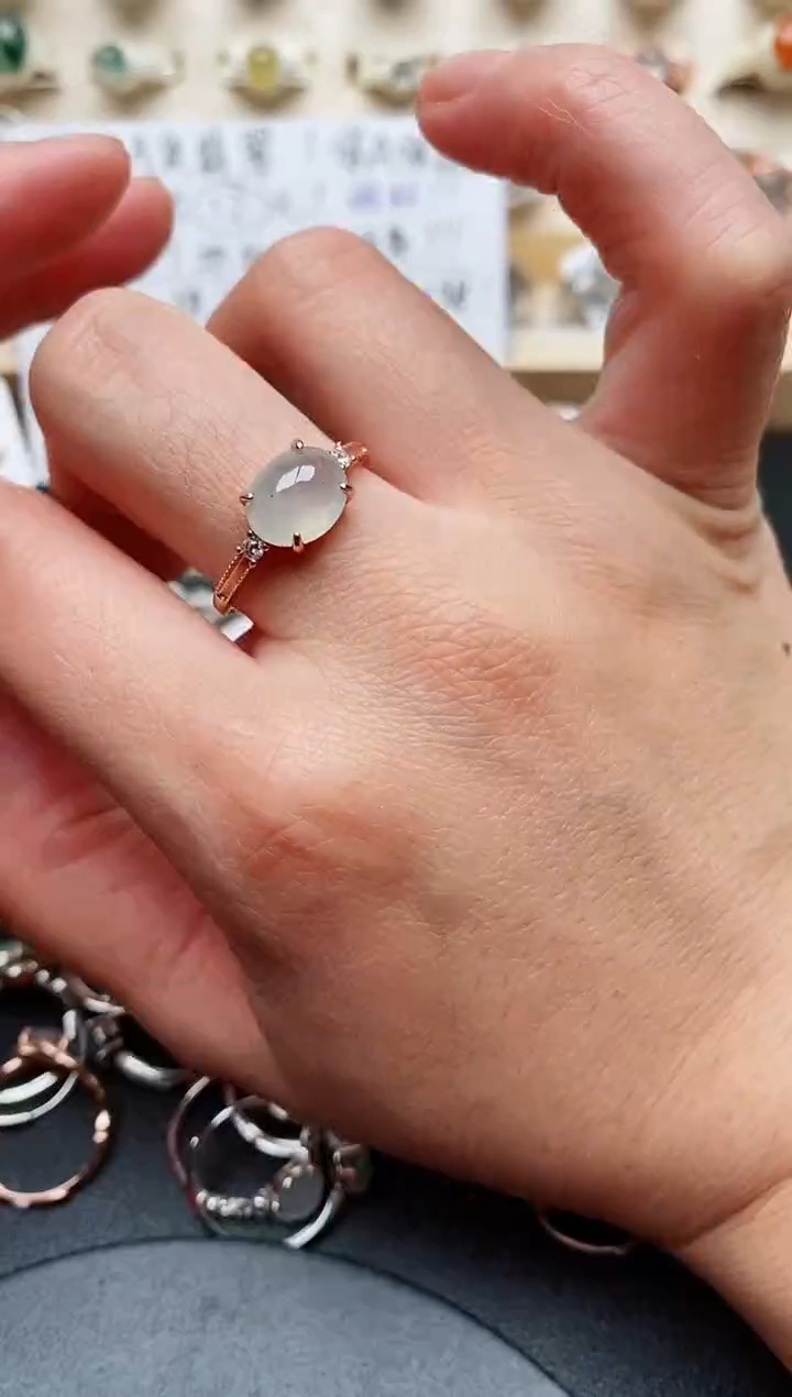 【闪购商品】翡翠戒指银S925镶嵌天然翡翠222   2+