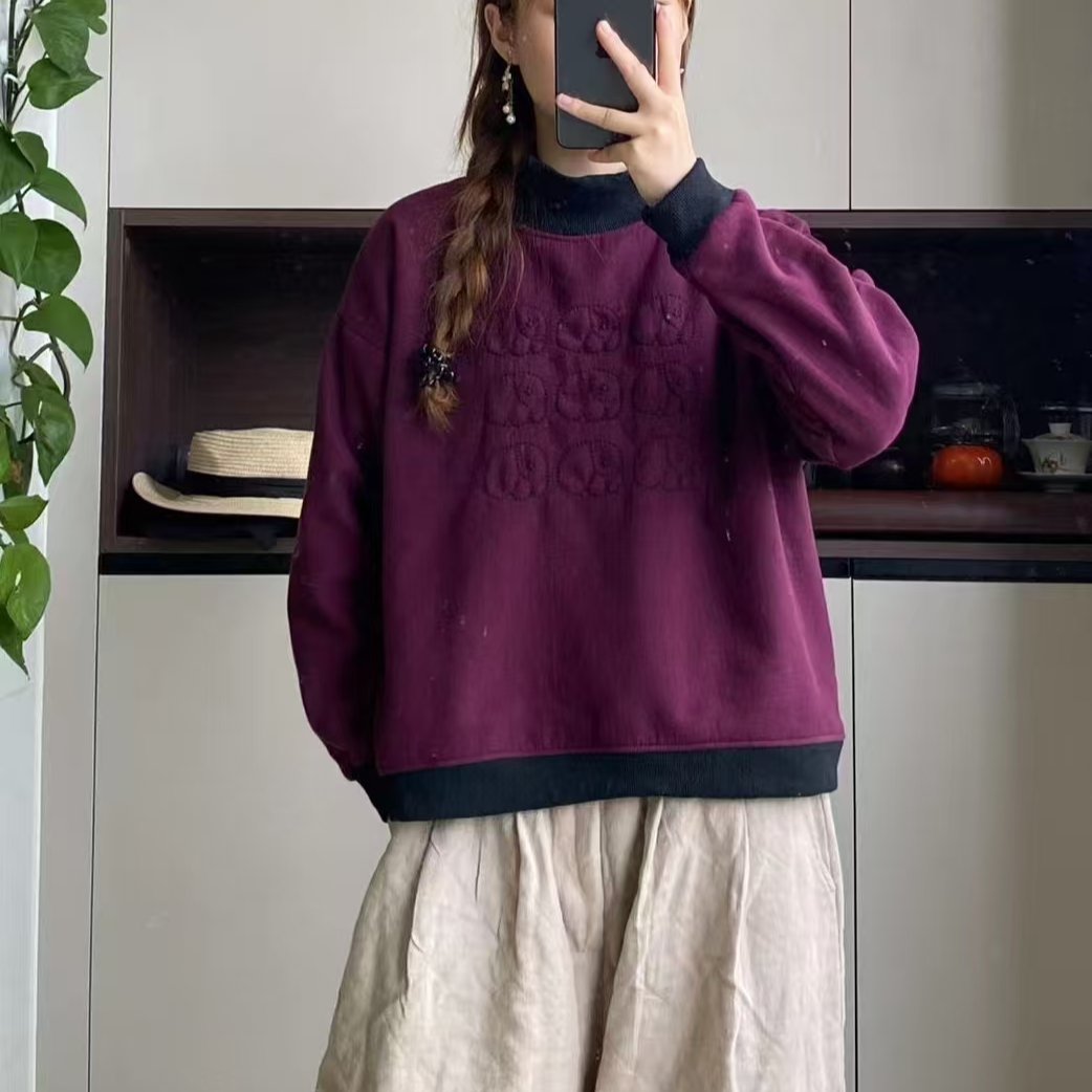 16756秋冬休闲加绒宽松显瘦百搭卫衣T恤