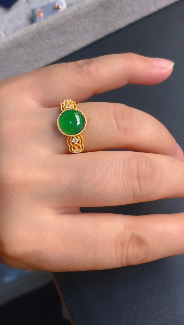 【闪购商品】翡翠耳饰银S925镶嵌天然A货翡翠1