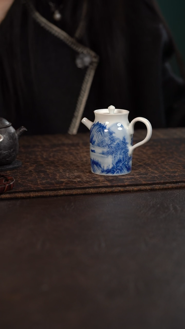 【闪购商品】杯HLX陶瓷重工山水瘦高壶