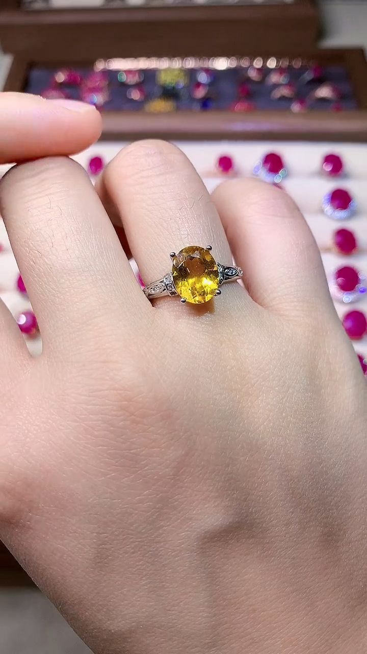 【闪购商品】黄晶戒指银S925镶嵌0000