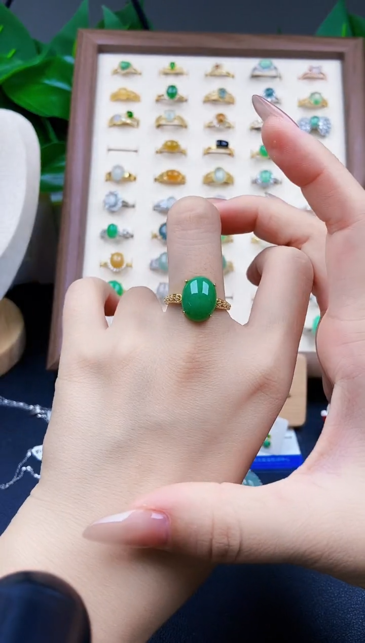 翡翠戒指银S925镶嵌21