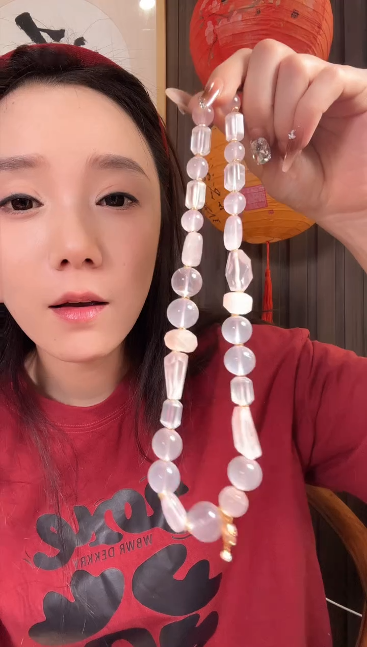 【闪购商品】水晶项链未镶嵌E1113W 粉水晶项链