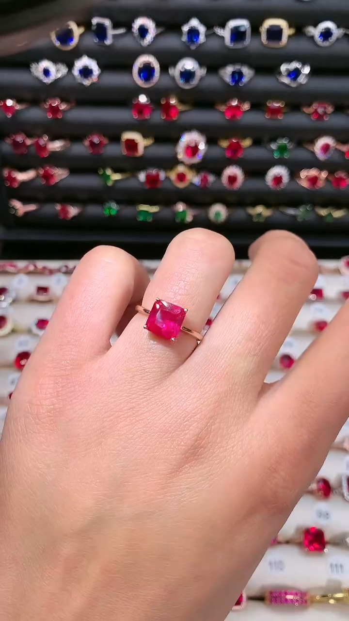 【闪购商品】红宝石戒指银S925镶嵌8