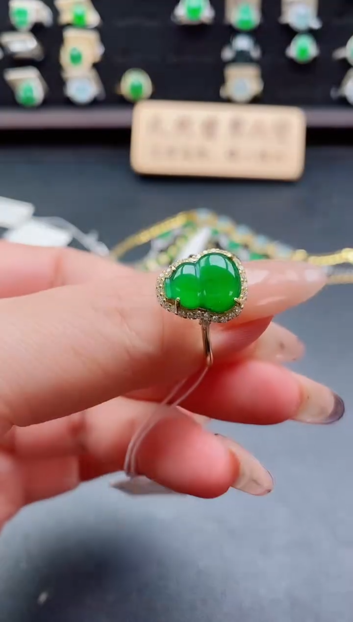 银S925镶嵌戒指翡翠1