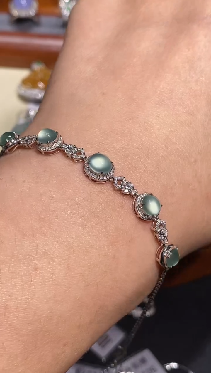 【闪购商品】翡翠手链18K金镶嵌手链