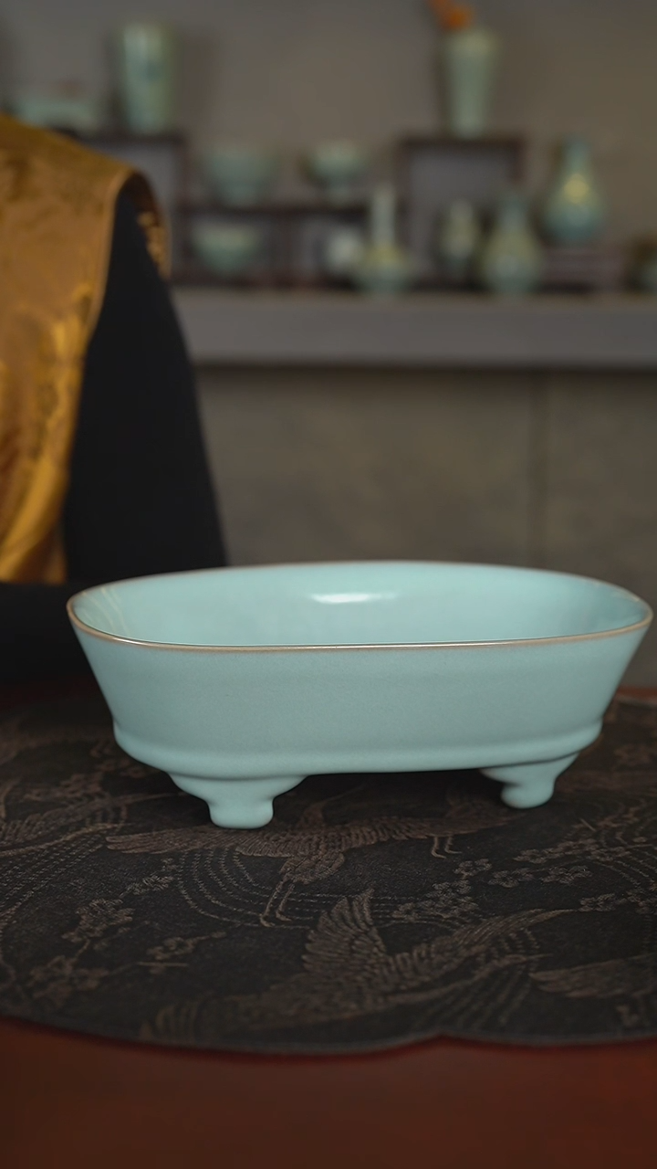 【闪购商品】杯汝窑天青色水仙盆