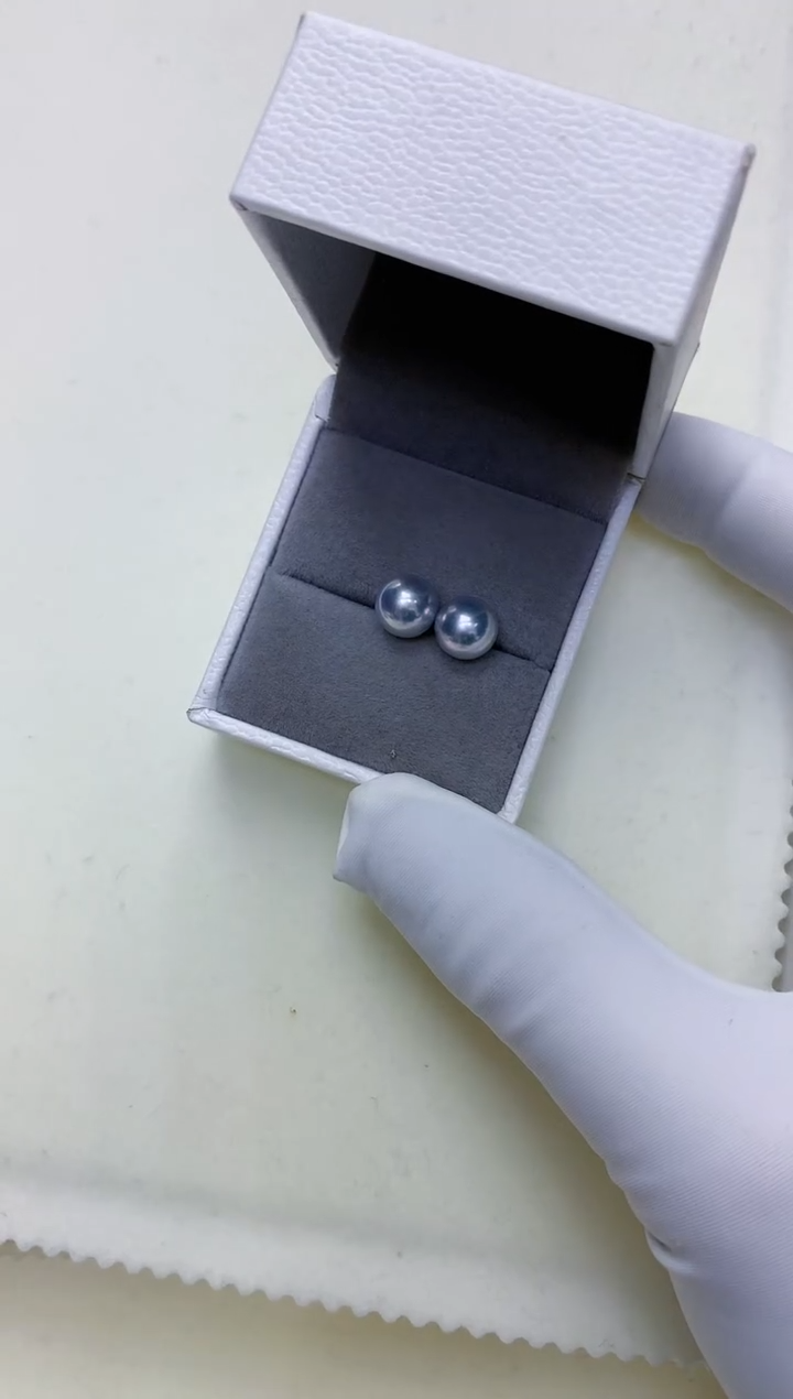 【闪购商品】海水珍珠饰品18K金镶嵌8-8.5真多麻色素钉定制