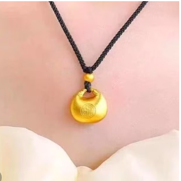 K金色实心小胖福 创意饰品