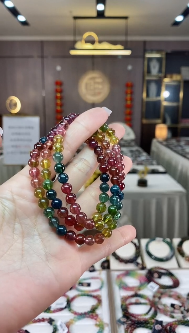 【闪购商品】碧玺三圈手串6mm+未镶嵌（多样性发一条）hon