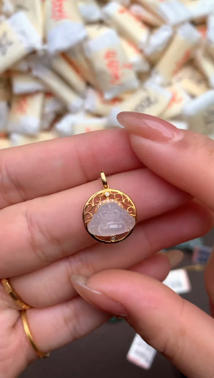 【闪购商品】翡翠挂件18K金镶嵌— 