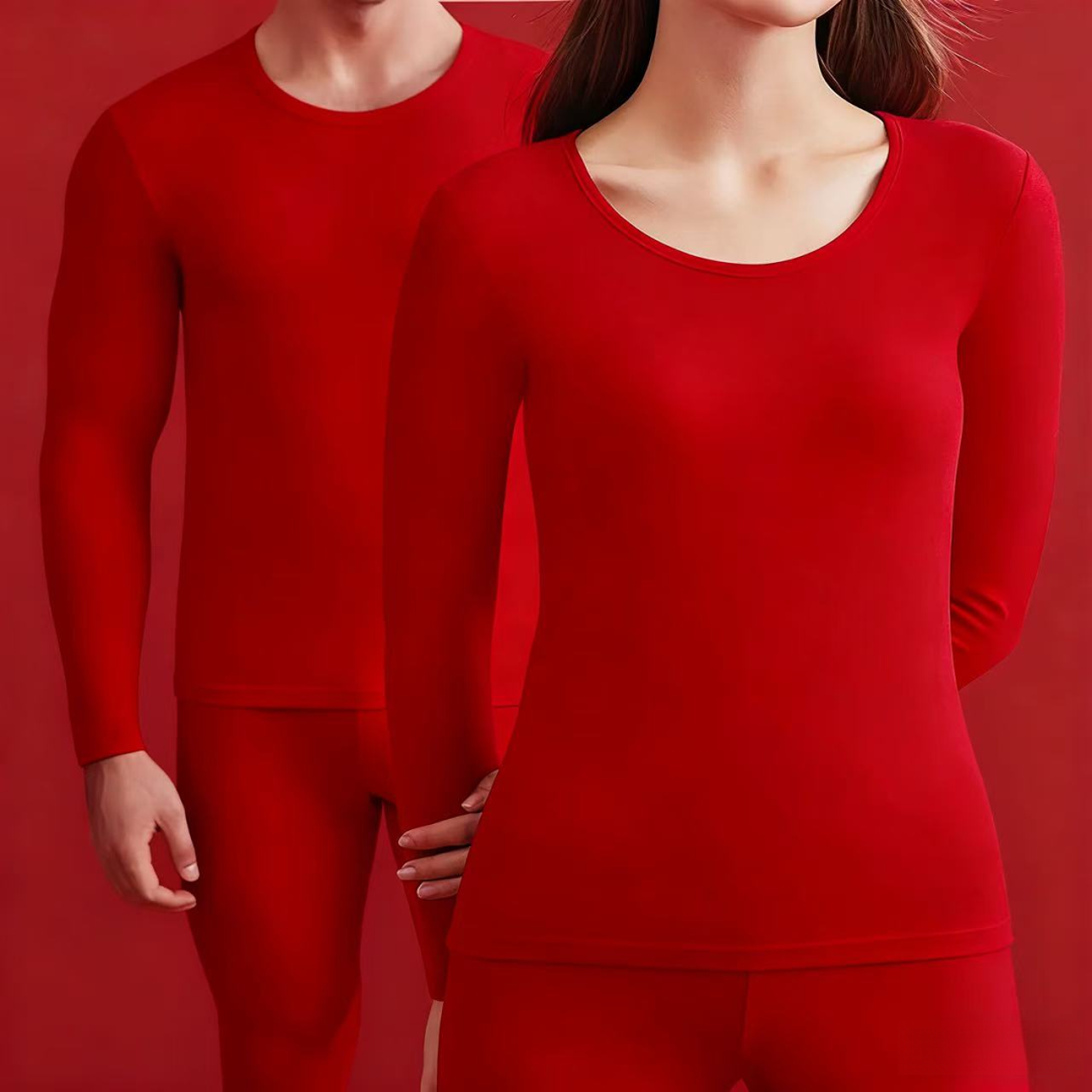 F15-831红秋冬男女秋衣套装