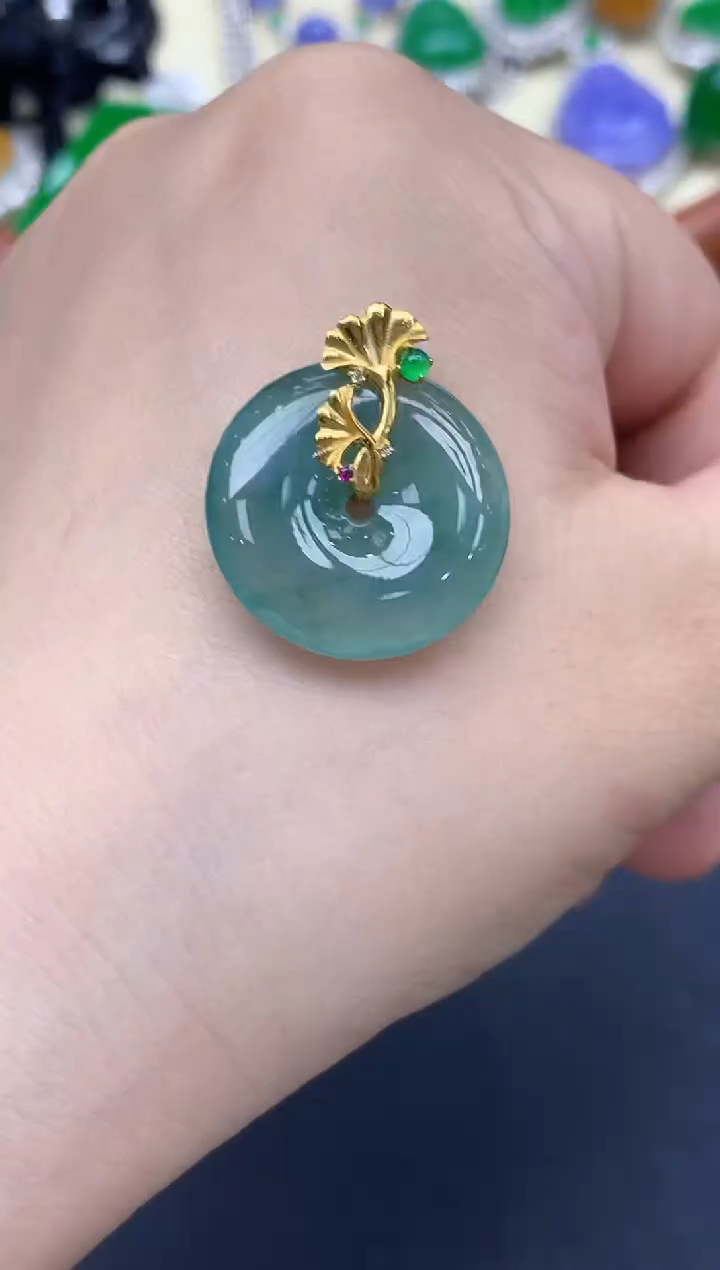 颈饰18K金镶嵌翡翠409-中国好珍宝