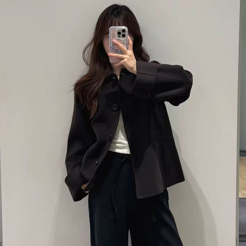 C*s款莱赛尔羊毛混纺双面呢大衣