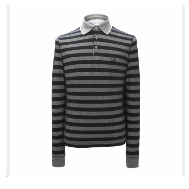 未使用 HugoBoss/雨果博斯 男士灰黑色长袖POLO衫2107275000007