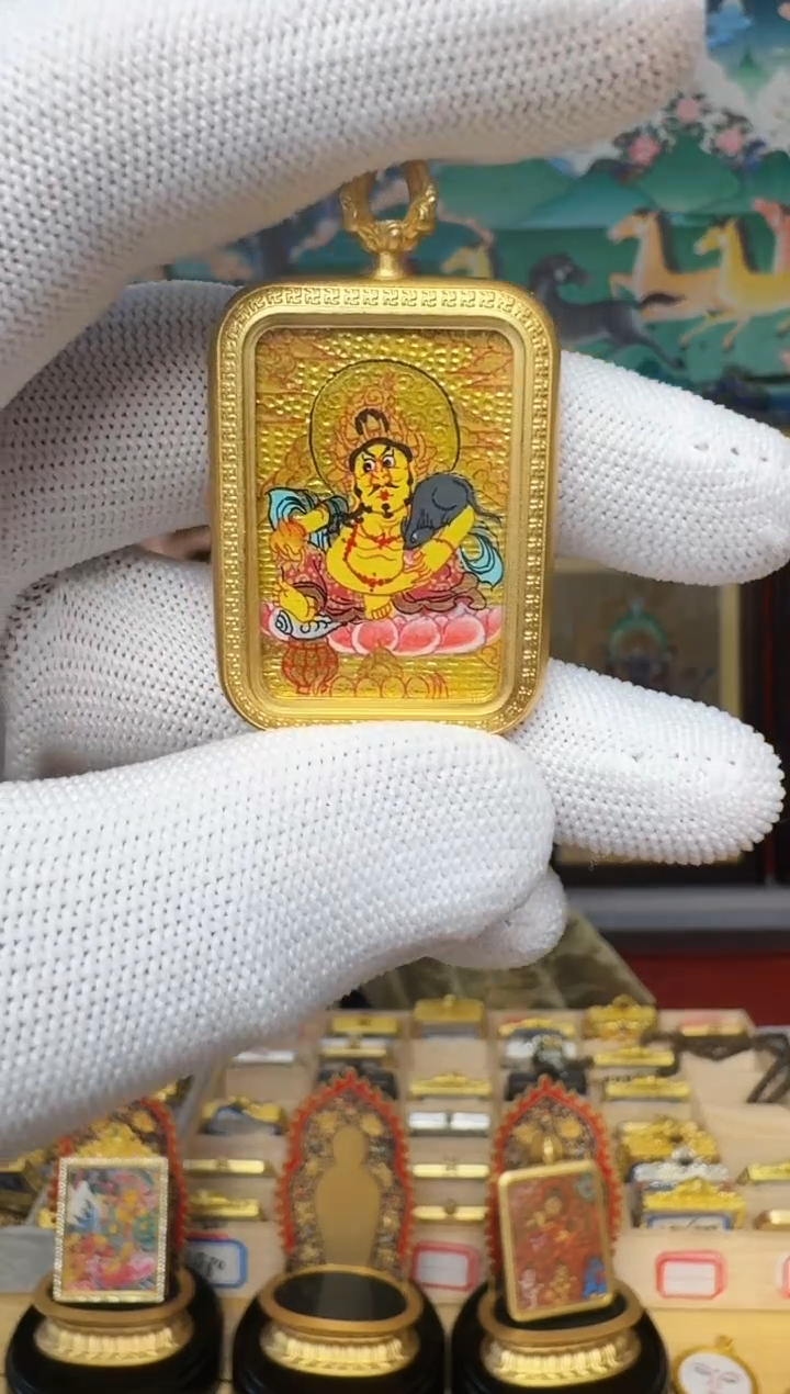 吊坠黄C-热贡纯手绘唐卡毛措