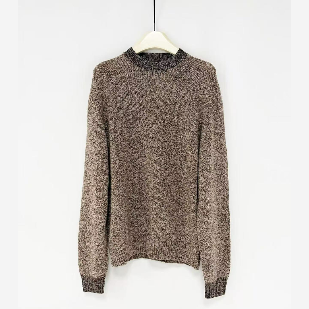 高端绵羊毛细纱线老钱风花纱男士针织衫