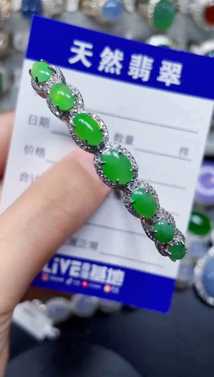 银S925镶嵌手镯翡翠223