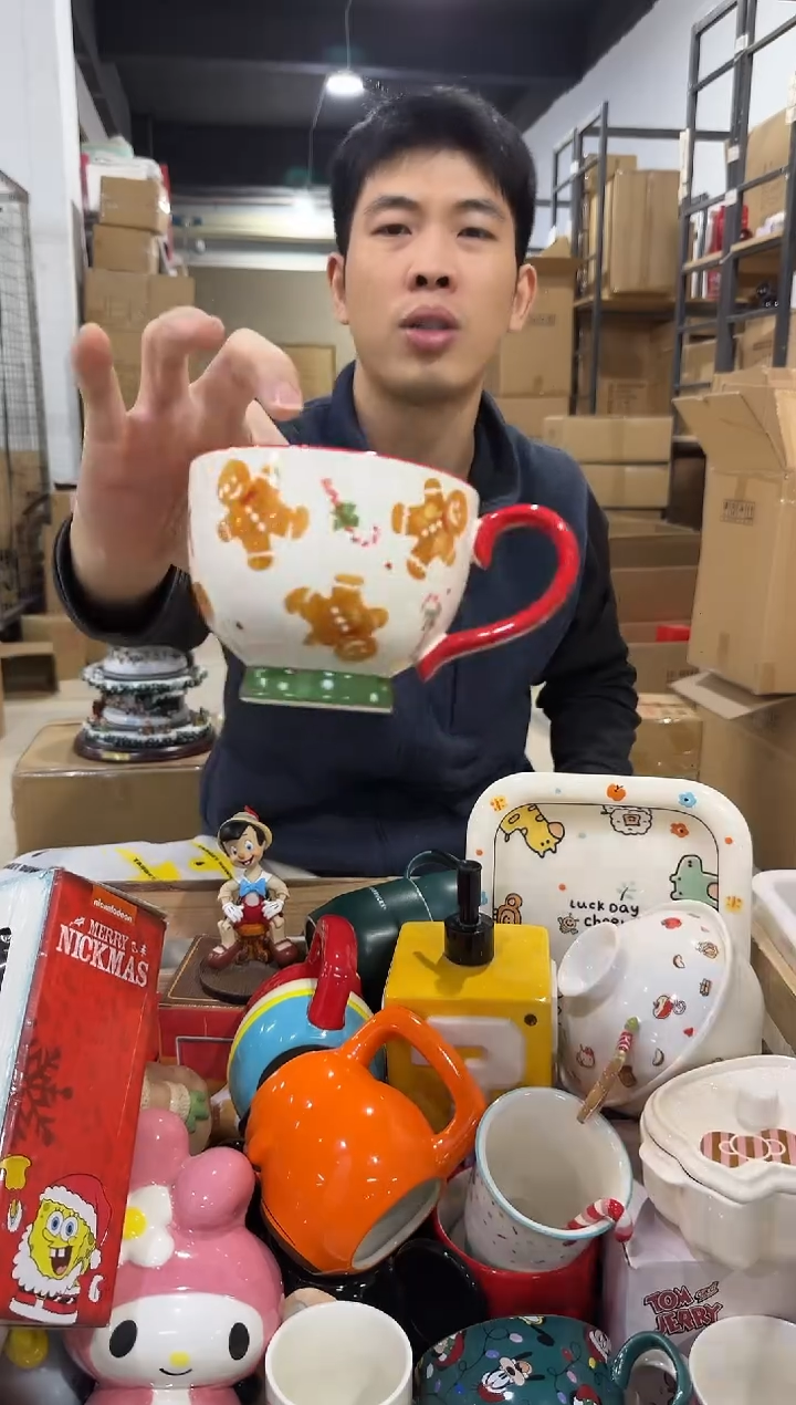 瓷片姜饼人咖啡杯 